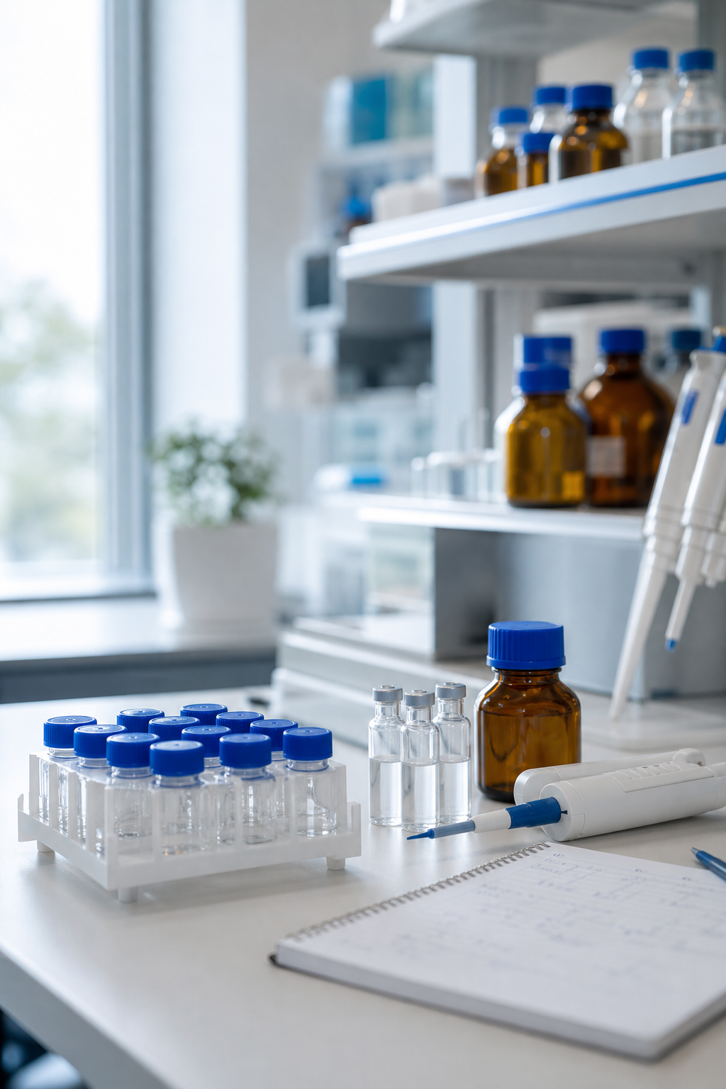 Clean peptide research materials arranged with care